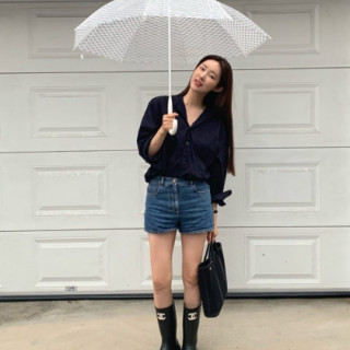 샤넬 cc로고 레인부츠