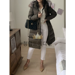 몽클레어 보에딕 카키 롱패딩 (100% 리얼 폭스퍼)