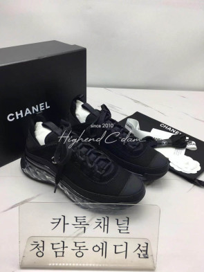 샤넬 믹스드파이버 스니커즈 에어솔 블랙