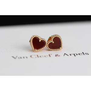 반클리프 카넬리언 하트 귀걸이 로즈골드