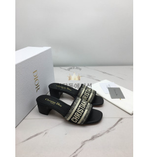 디올 디웨이 슬리퍼 (굽 0.5cm,4.5cm) (컬러 블랙)