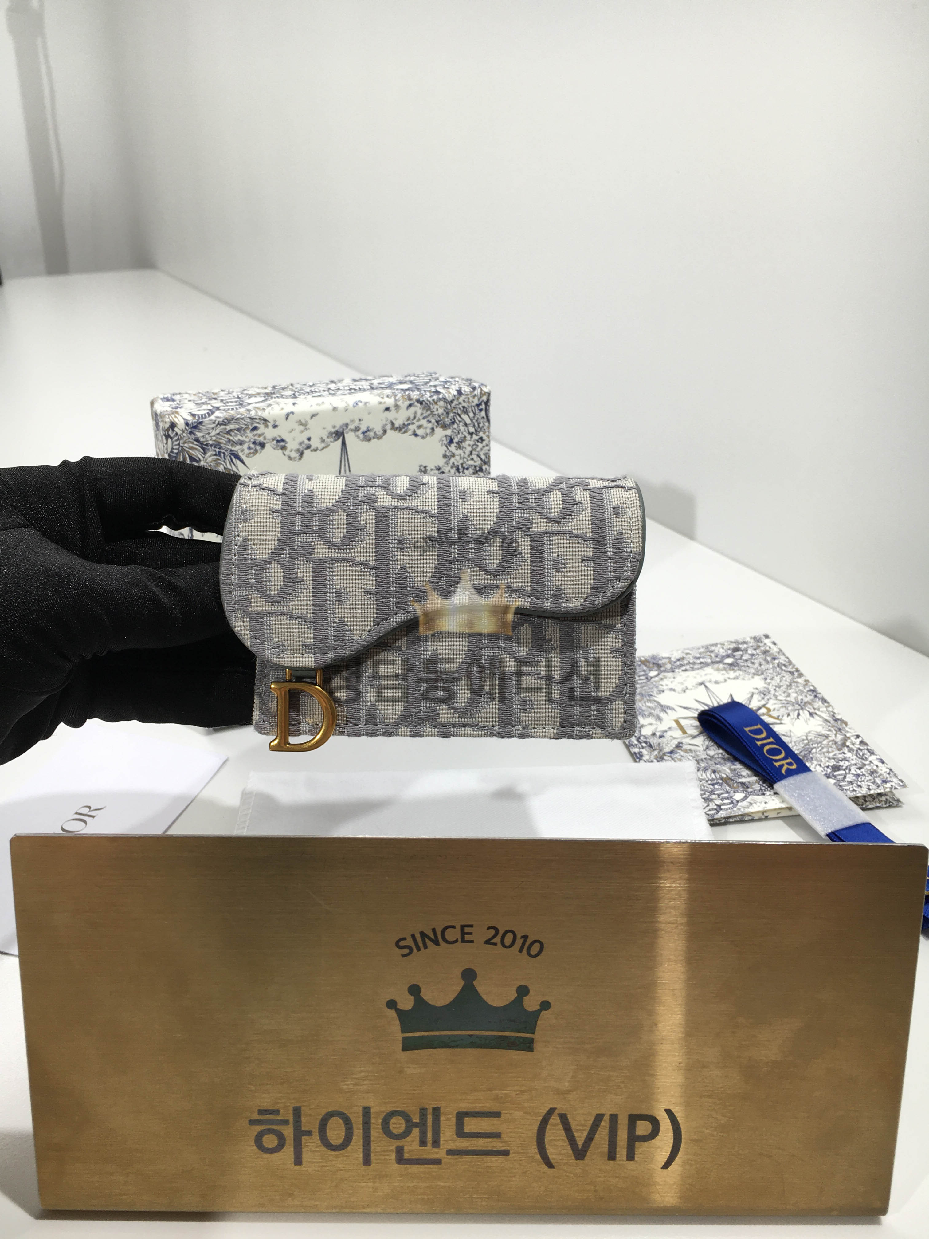 디올 오블리크 새들 카드지갑