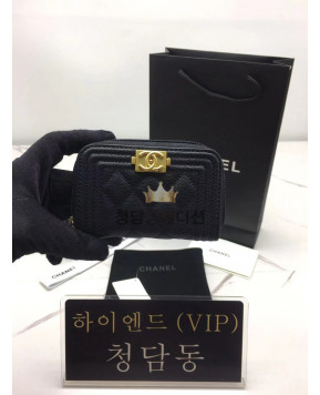 샤넬 보이 작은캐비어스킨 지퍼 카드지갑