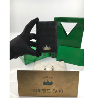 보테가베네타 인트레치아토 플랩 카드케이스 (블랙/오렌지)