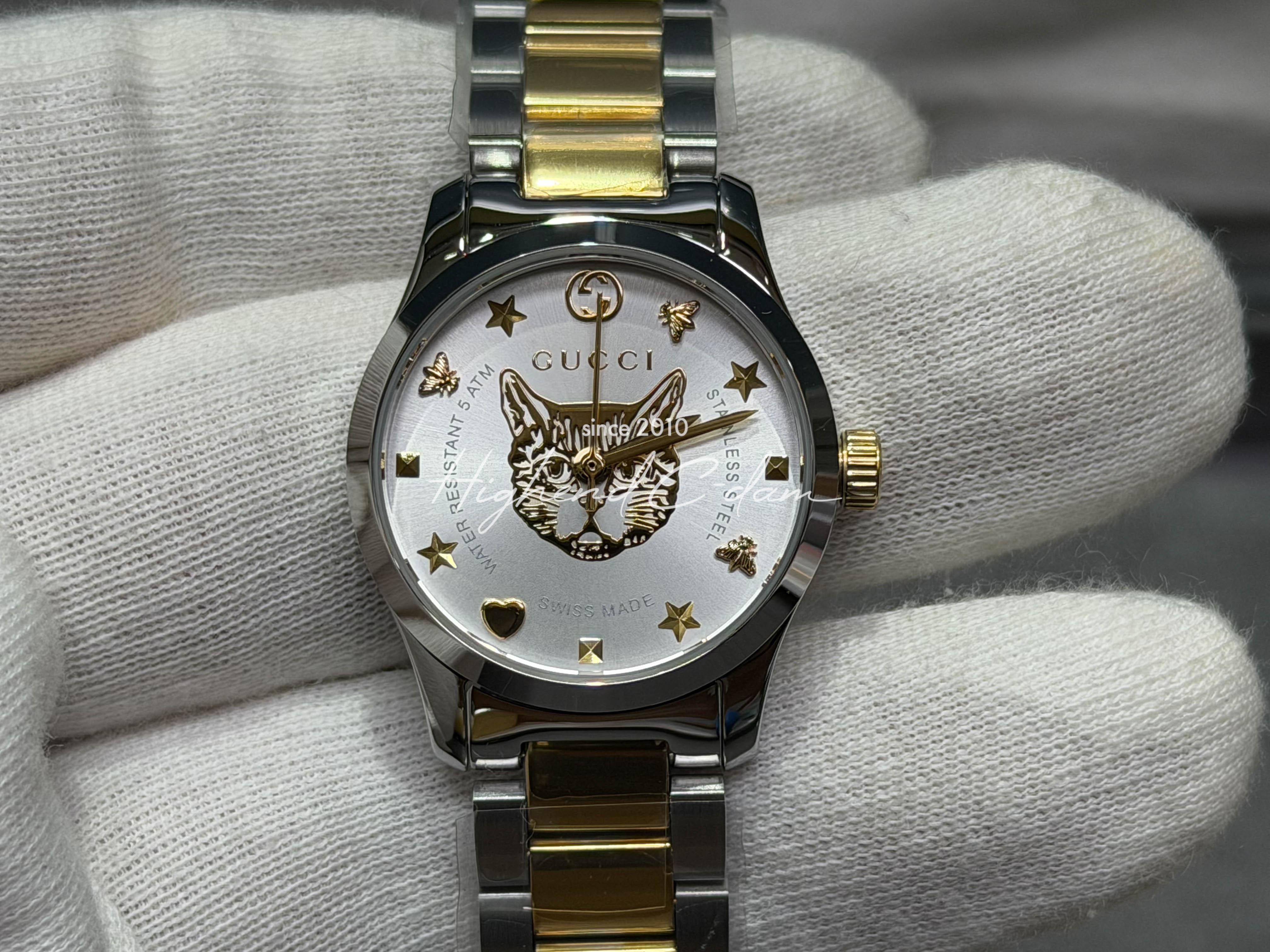 구찌 캣츠 시계 콤비 (38mm,28mm)