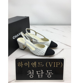 샤넬 트위드 슬링백 플랫/미들