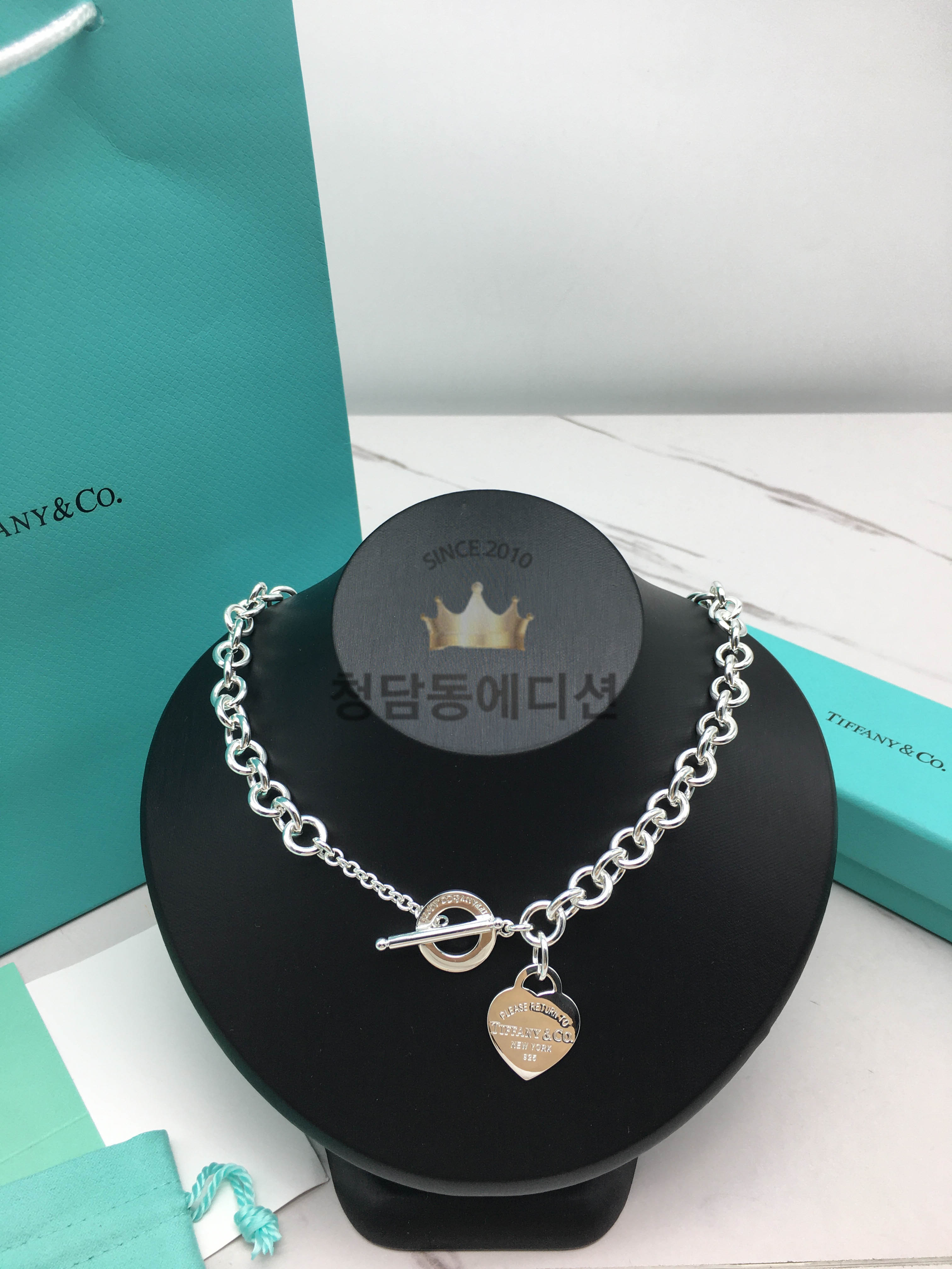 티파니앤코 하트 태그 토글 네크리스 목걸이