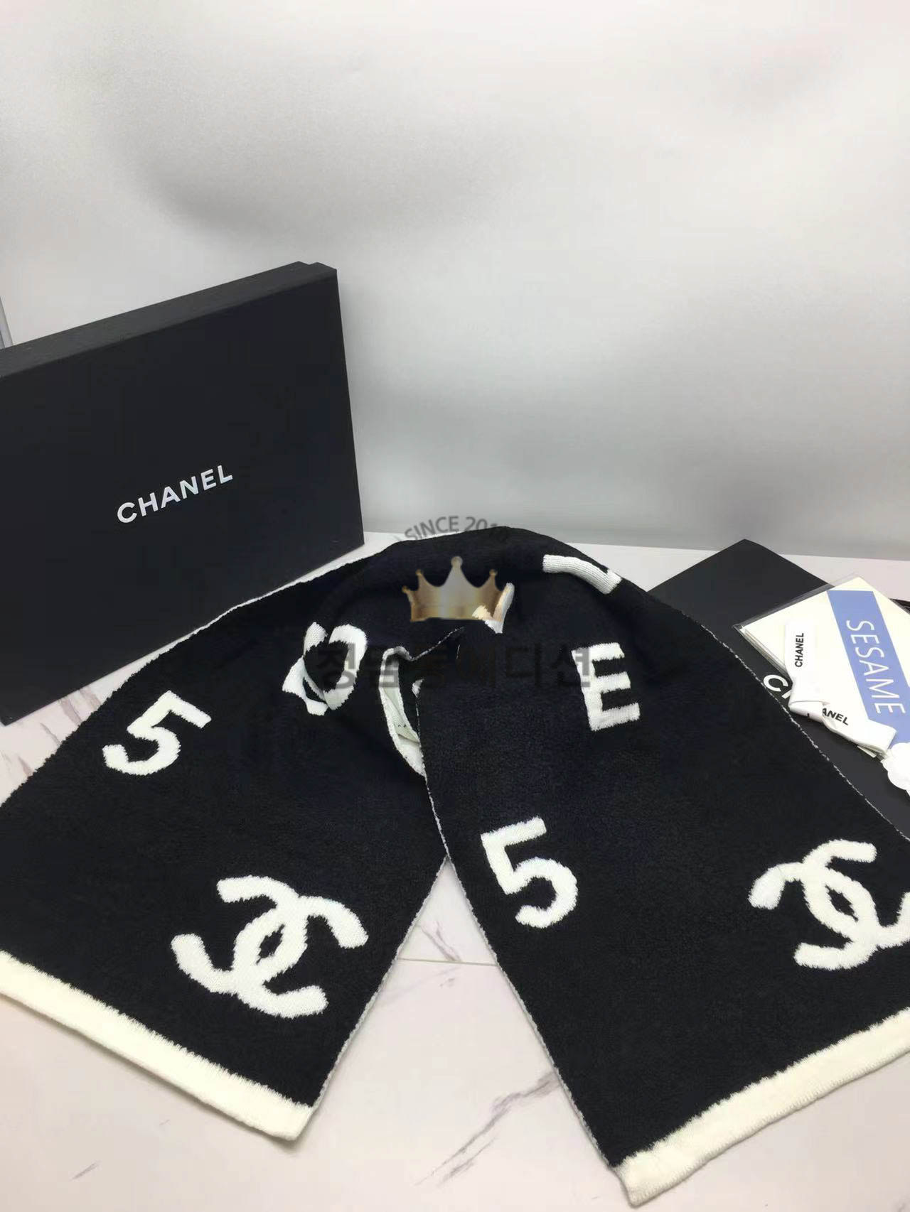 샤넬 울 캐시미어 실크 머플러