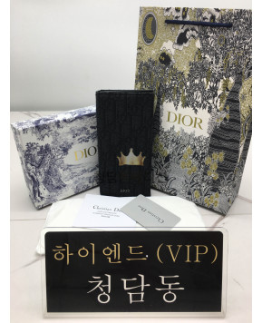 디올 CD 오블리크 로고 패턴 장지갑