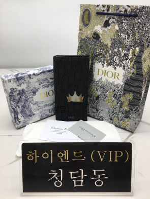 디올 CD 오블리크 로고 패턴 장지갑