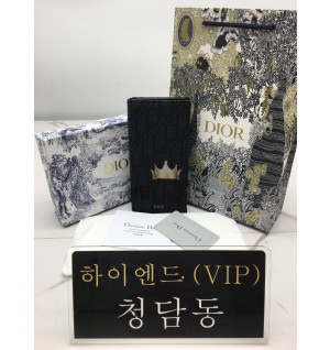 디올 CD 오블리크 로고 패턴 장지갑