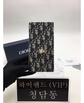 디올 CD 오블리크 로고 패턴 장지갑