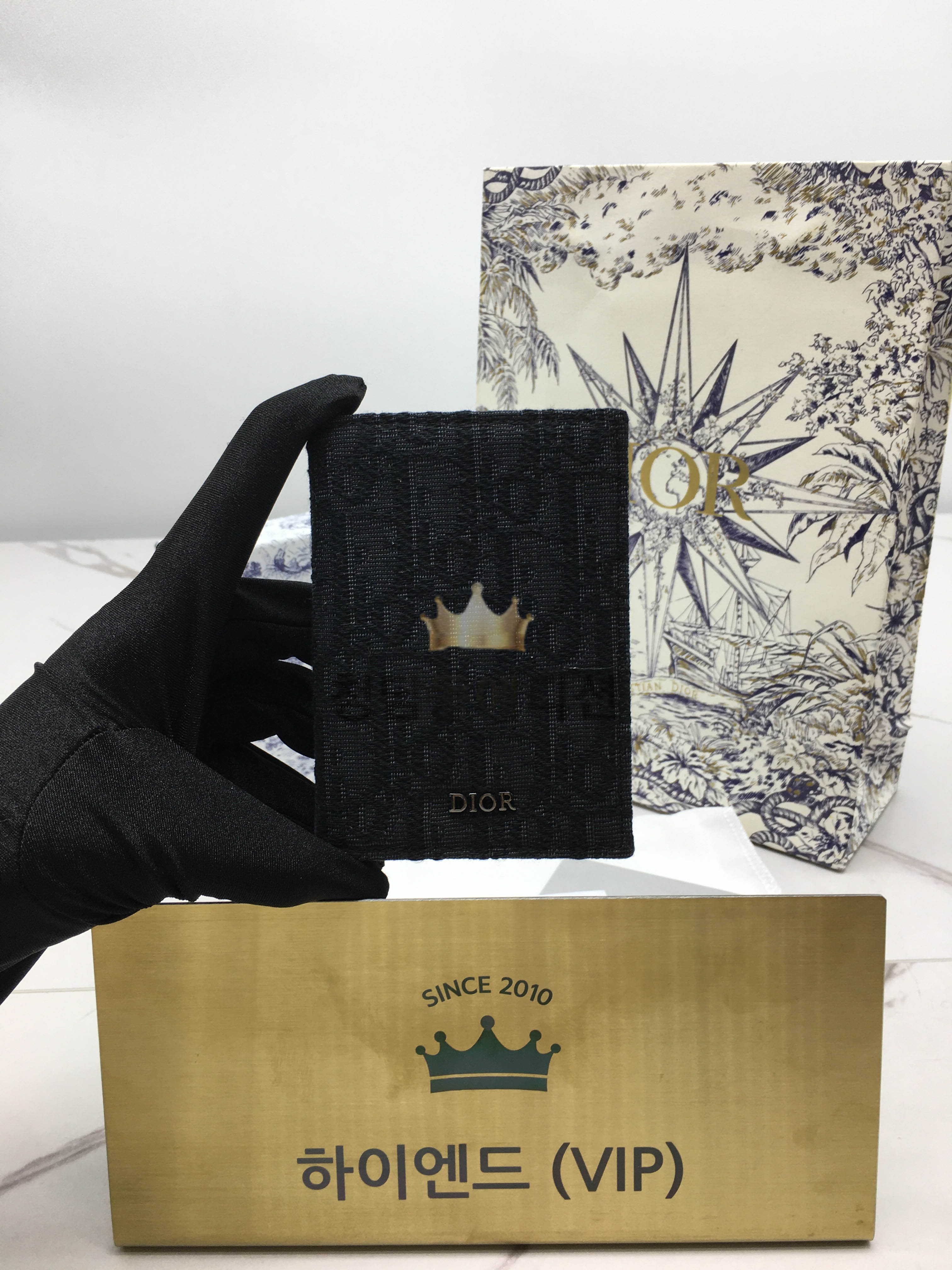 디올 CD 오블리크 자카드 패턴 카드홀더