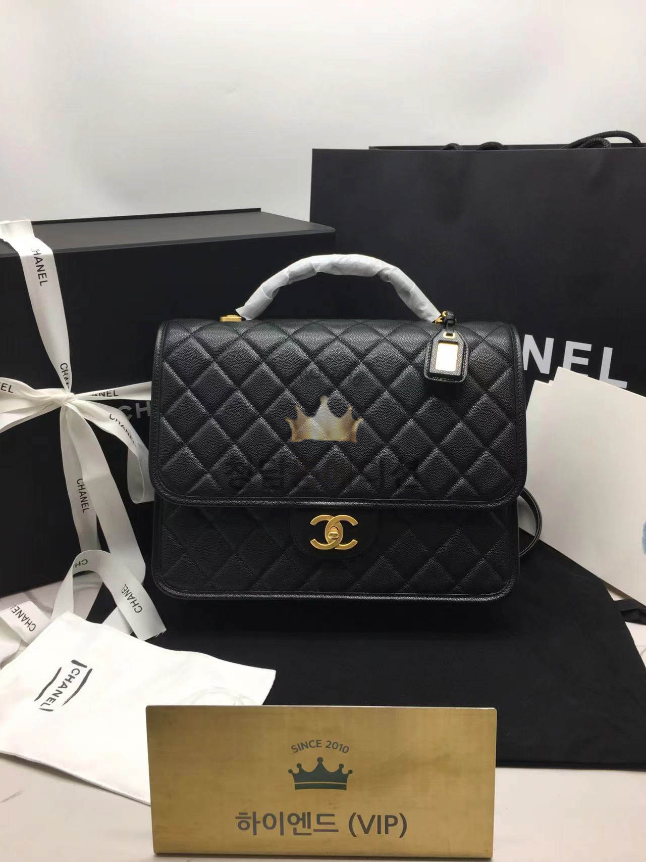 샤넬 22K 탑핸들 제니 백팩