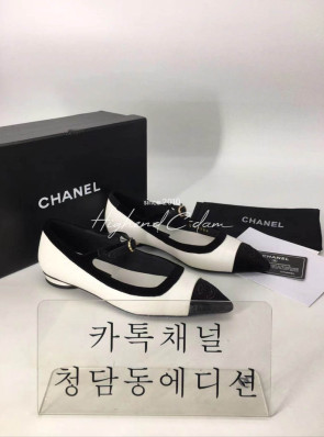 샤넬 투톤 벨벳 메리제인 발레리나 플랫슈즈