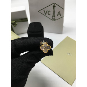 반클리프 알함브라 반지 (컬러 말라카이트, 화이트)