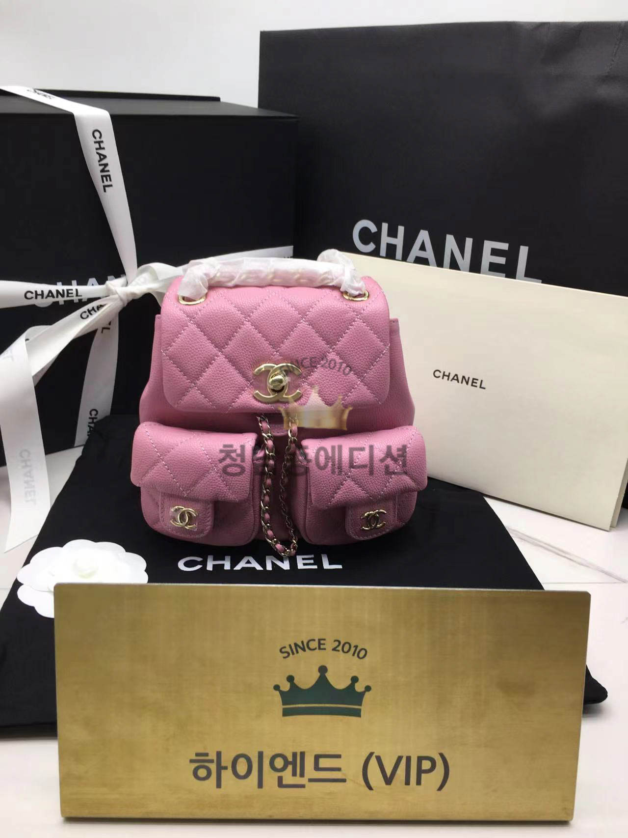 샤넬 22P 듀마 백팩 투포켓 스몰 카프스킨 캐비어