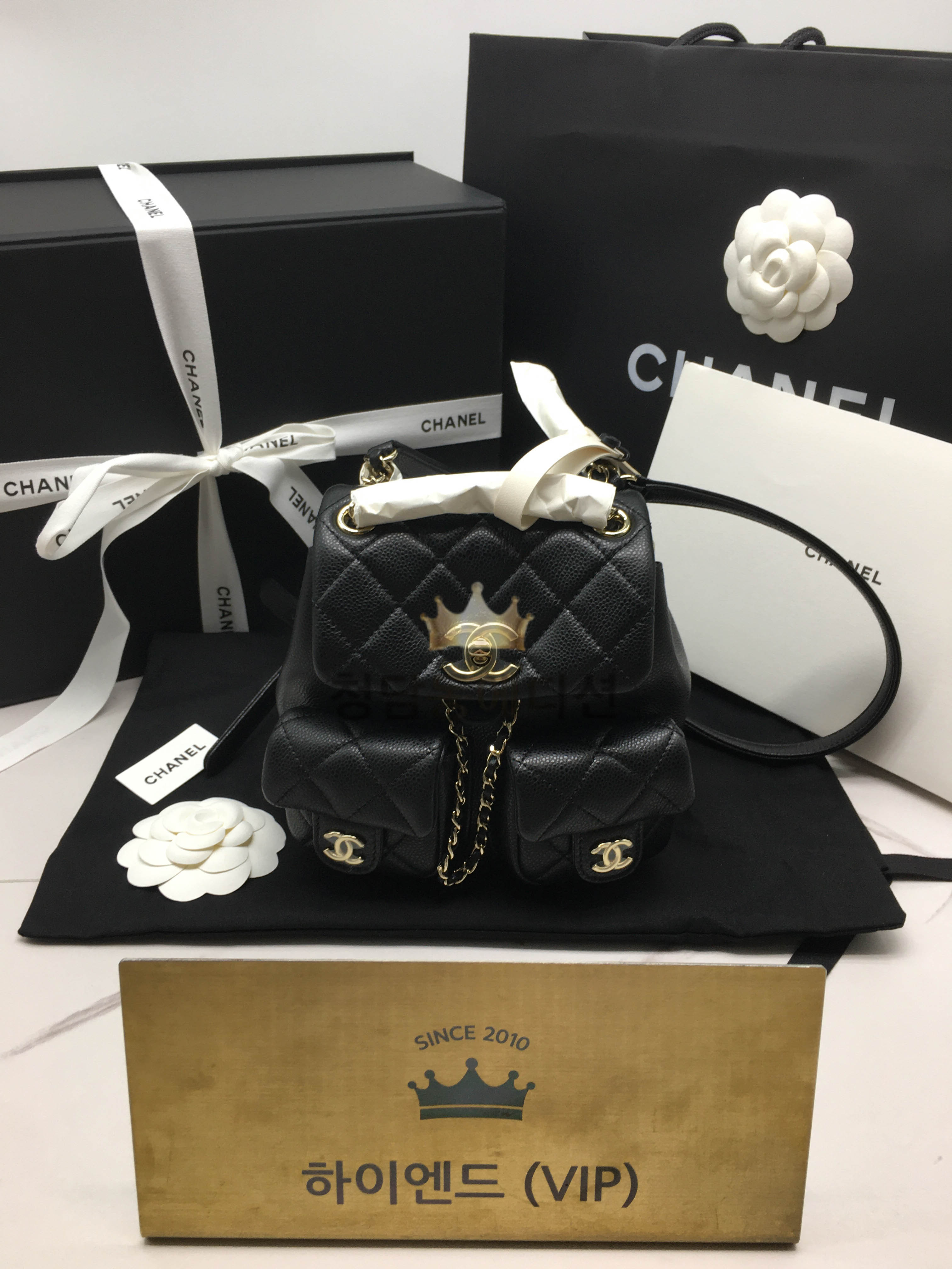 샤넬 22P 듀마 백팩 투포켓 스몰 카프스킨 캐비어