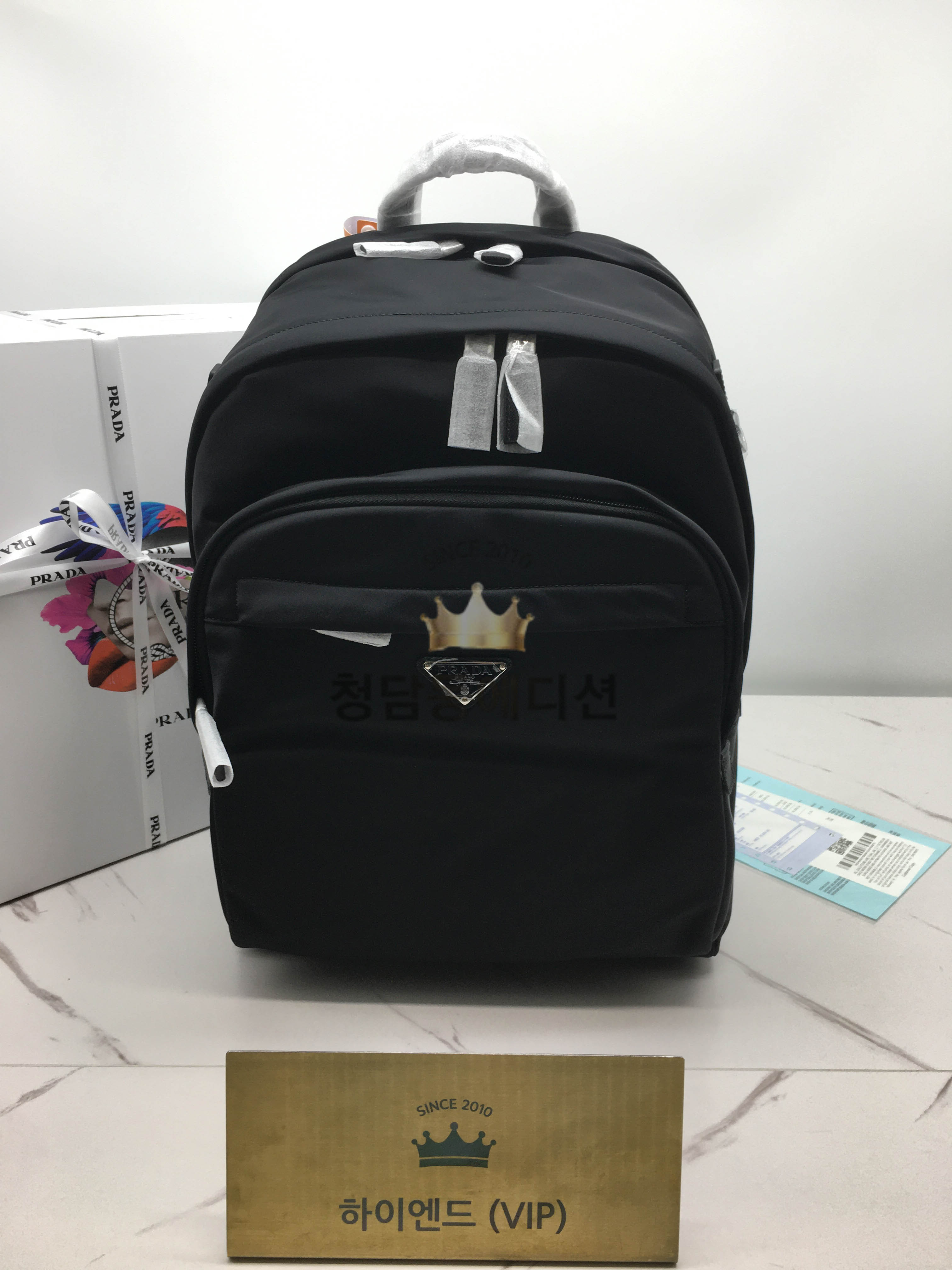 프라다 리나일론 앤 사피아노 가죽 백팩