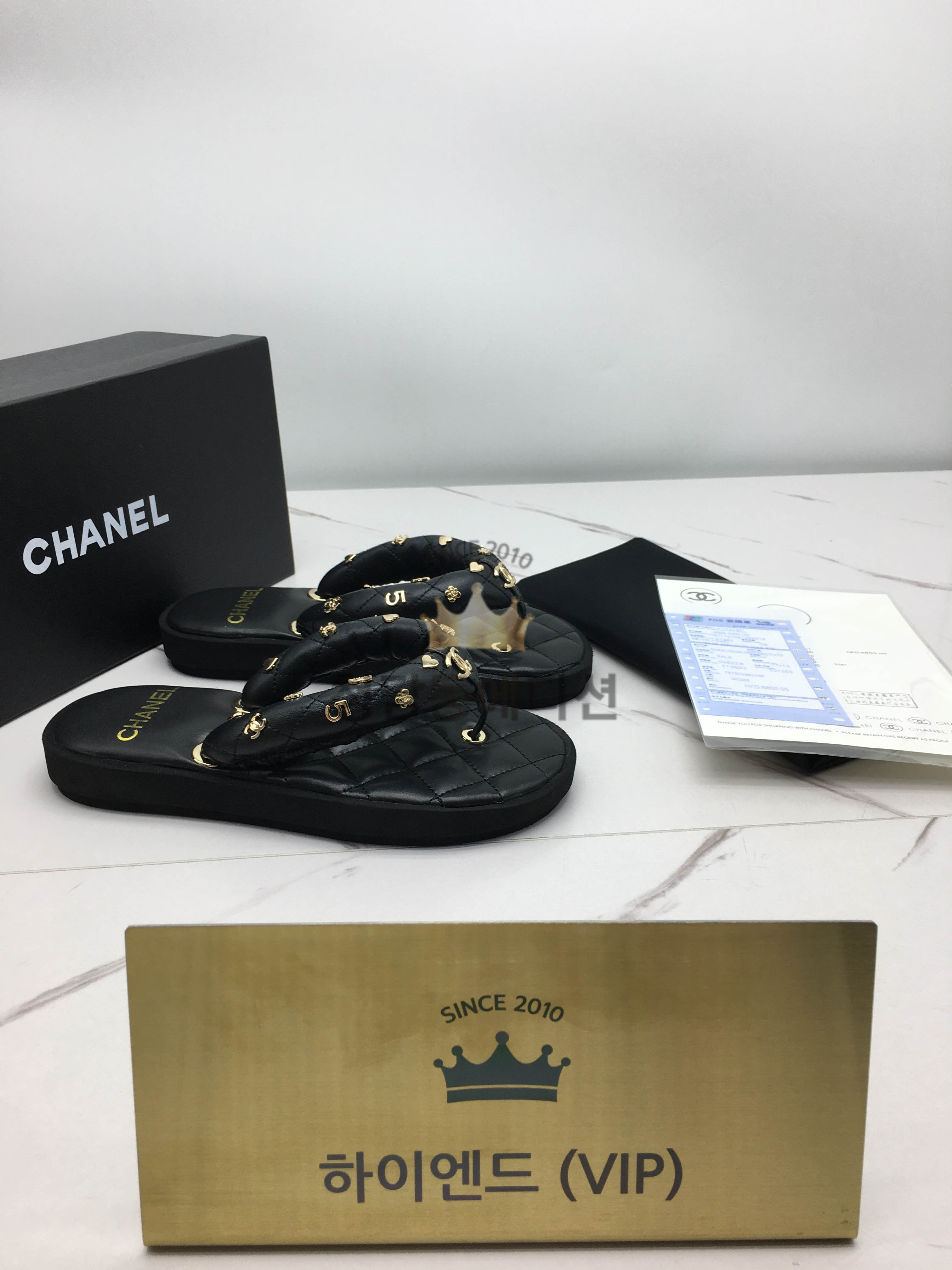 샤넬 CC로고 퀄팅 샌들