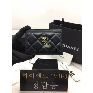 샤넬 23S 하트 CC 로고 램스킨 카드홀더