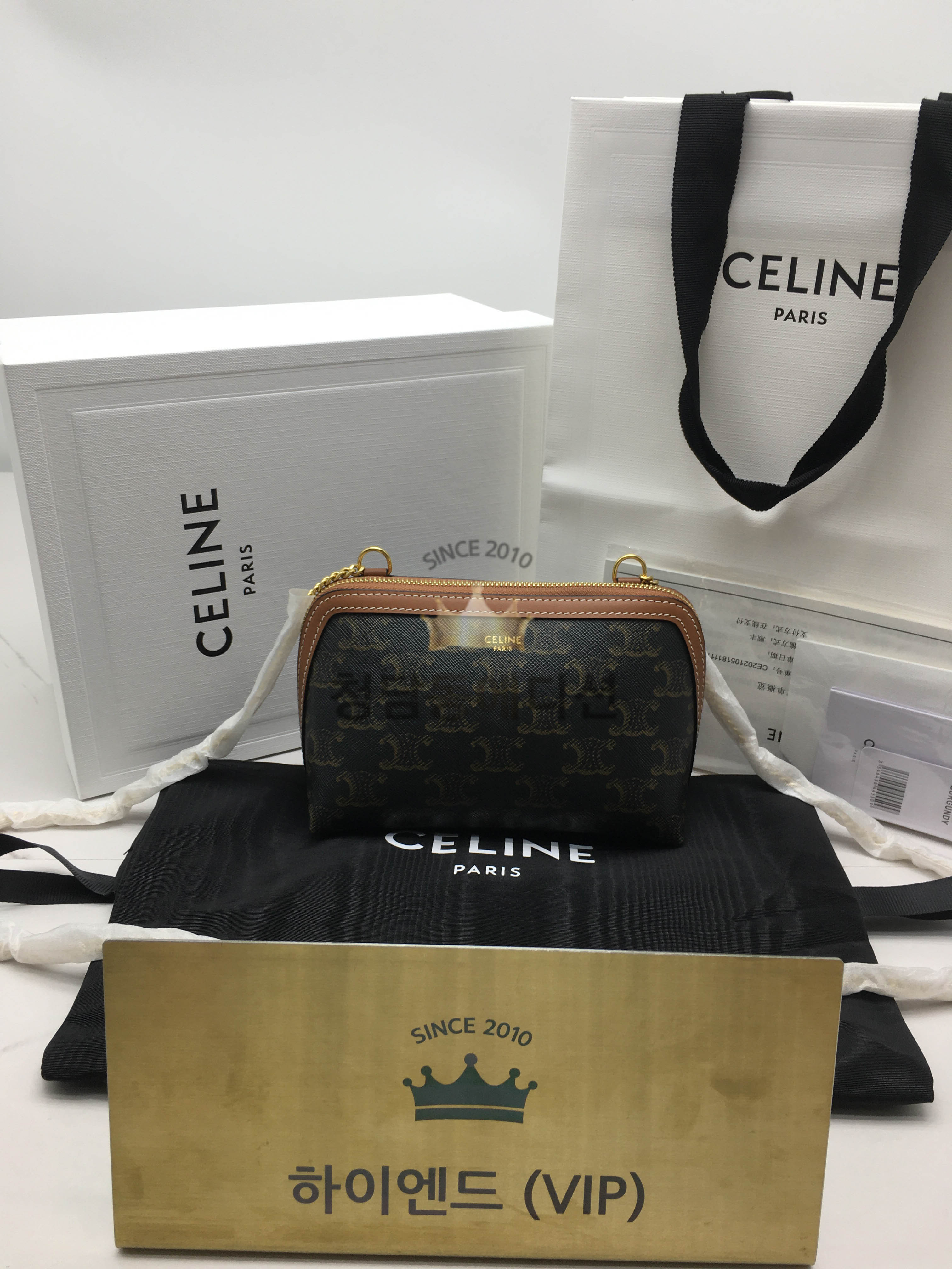 셀린느 트리오페 캔버스 클러치 미니 체인백