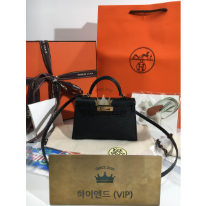 에르메스 미니 켈리2 올수공 (컬러명 Verso 누아 / 블루뉘) (가죽 쉐브레)