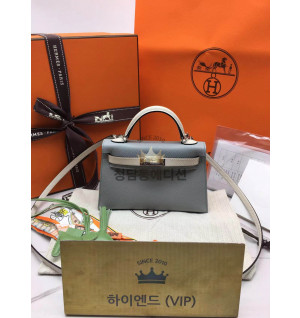 에르메스 미니 켈리2 올수공 EPSOM (컬러 블루글라시에)