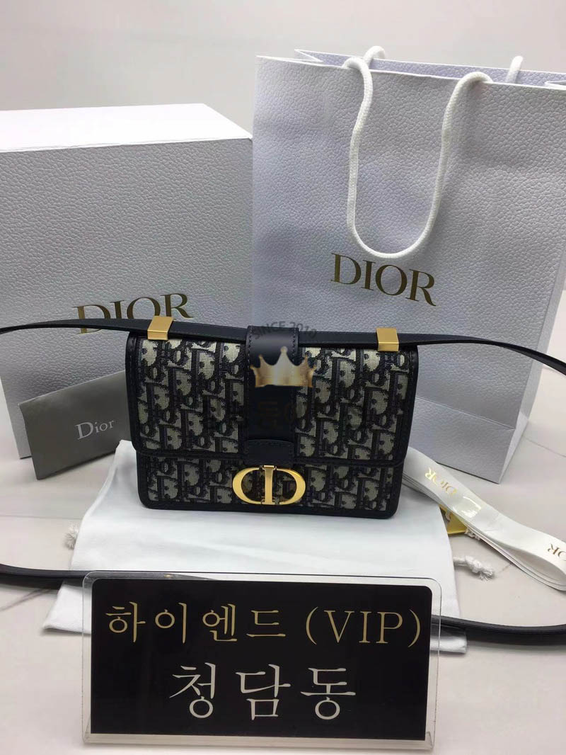 디올 몽테인 30 스몰 백 블루 오블리크 자카드