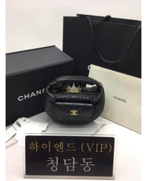 샤넬 23B 블랙 캐비어 퀼티드 미니 탑핸들