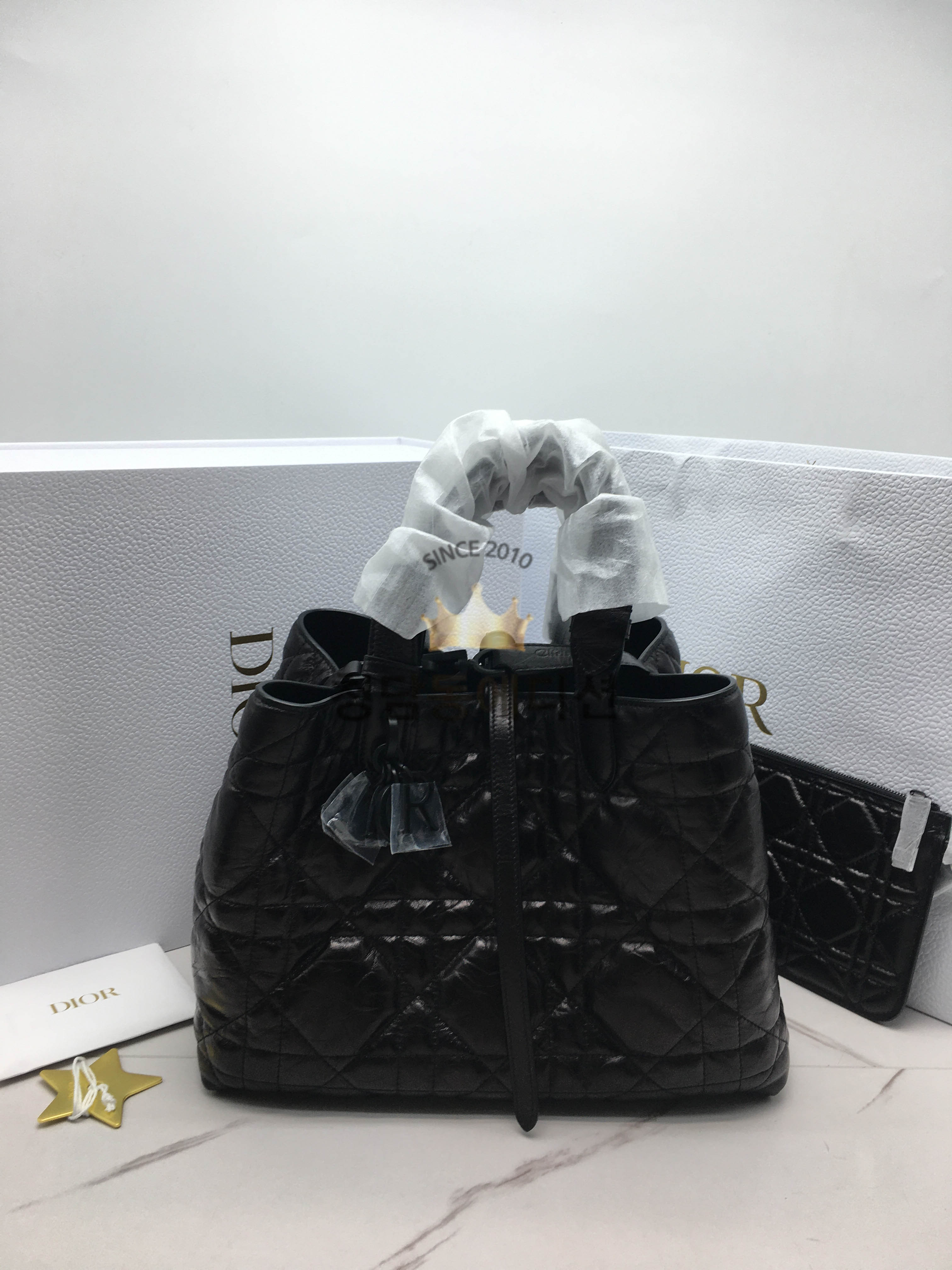 디올 클링클 뚜주흐 백 미디엄 매크로 까나쥬 블랙