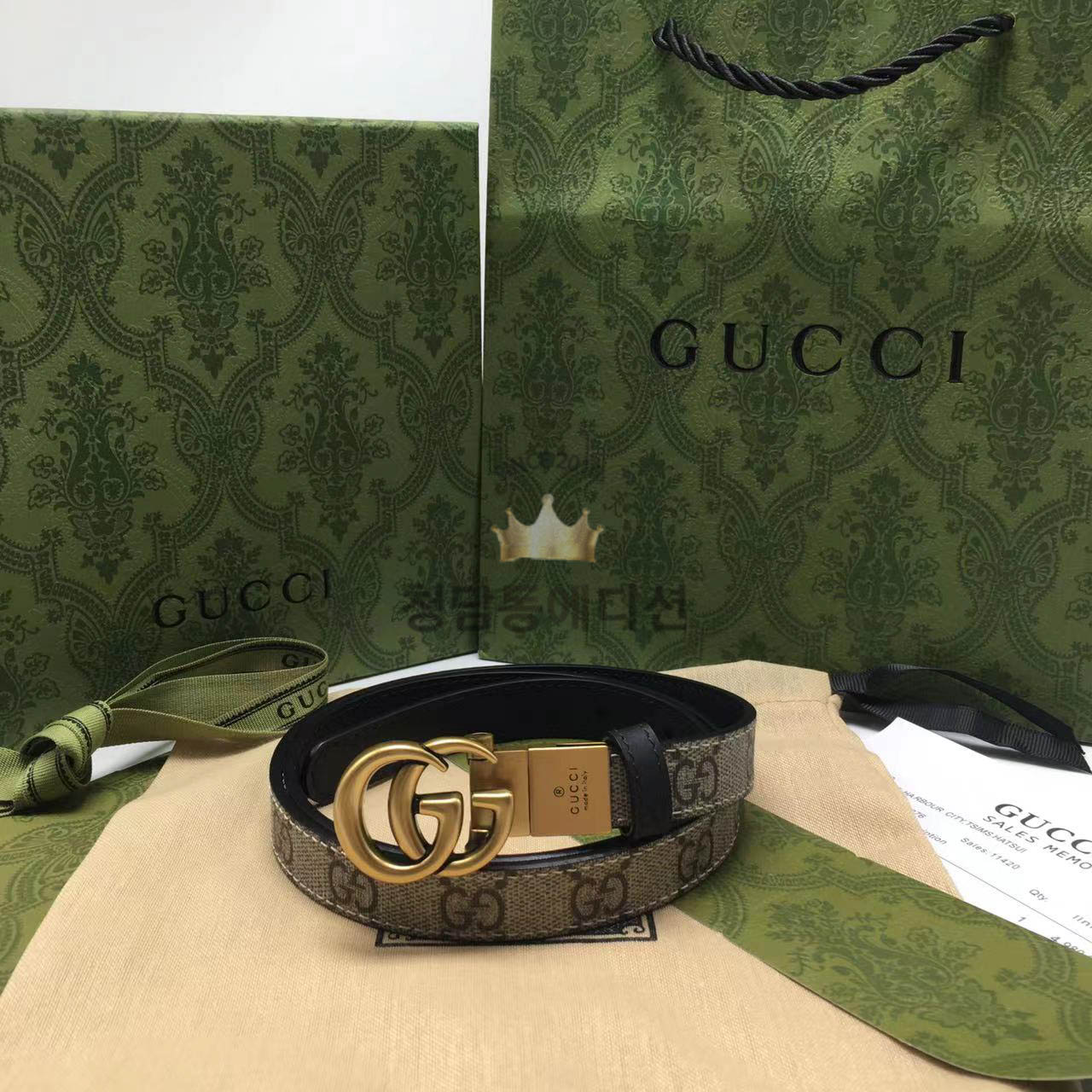 구찌 마몬트 GG 레더 벨트 2cm