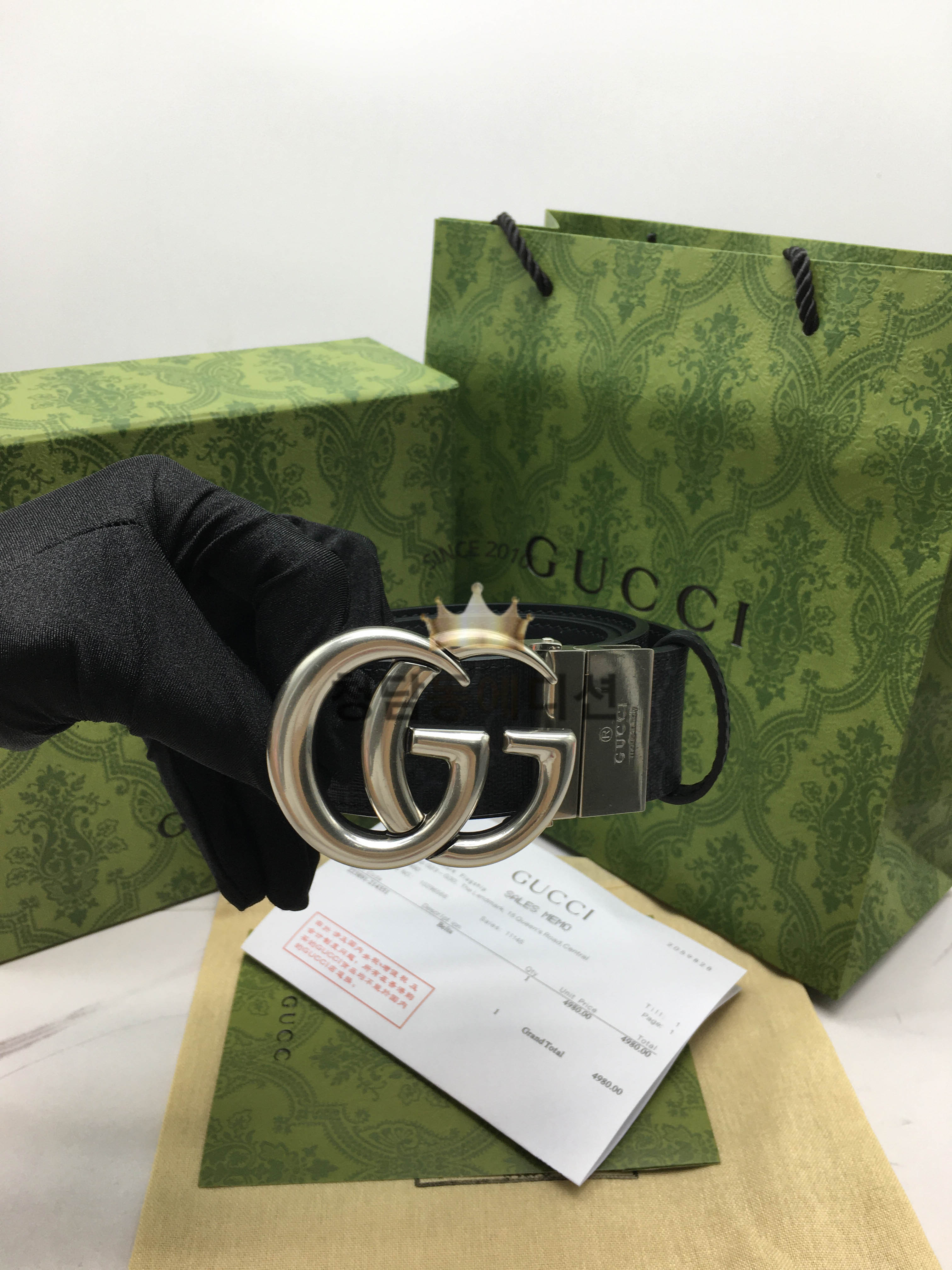 구찌 마몬트 수프림 캔버스 벨트 3.7cm