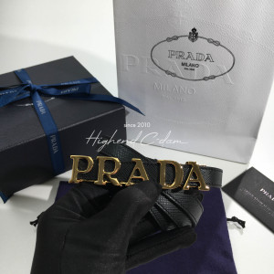 프라다 로고 레더 벨트 1.5cm