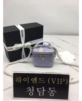 샤넬 탑핸들 클래식 정사각 베니티 퍼플 크로스백