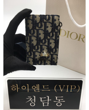 디올 버티컬 컴팩트 카드지갑 (컬러 네이비)
