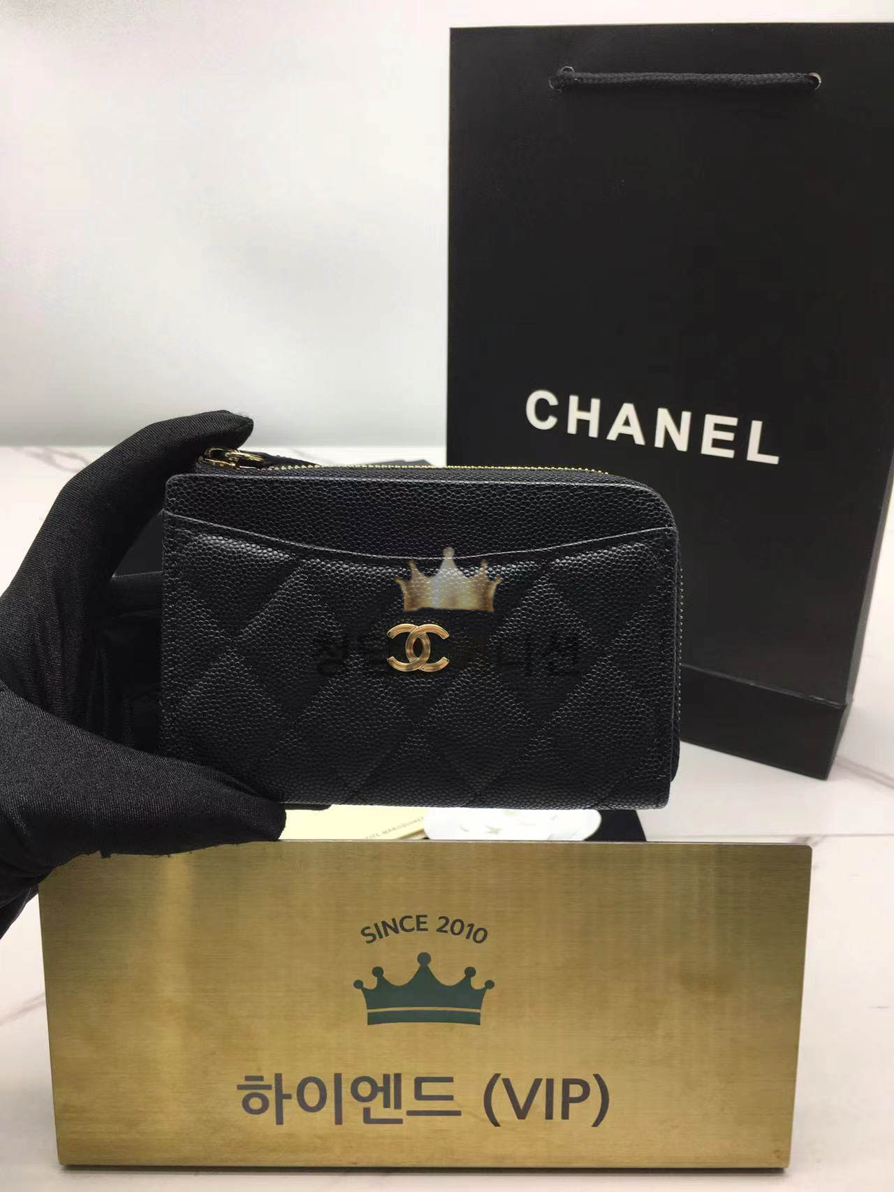 샤넬 클래식 지퍼 카드지갑 AP3179 (캐비어 금장)