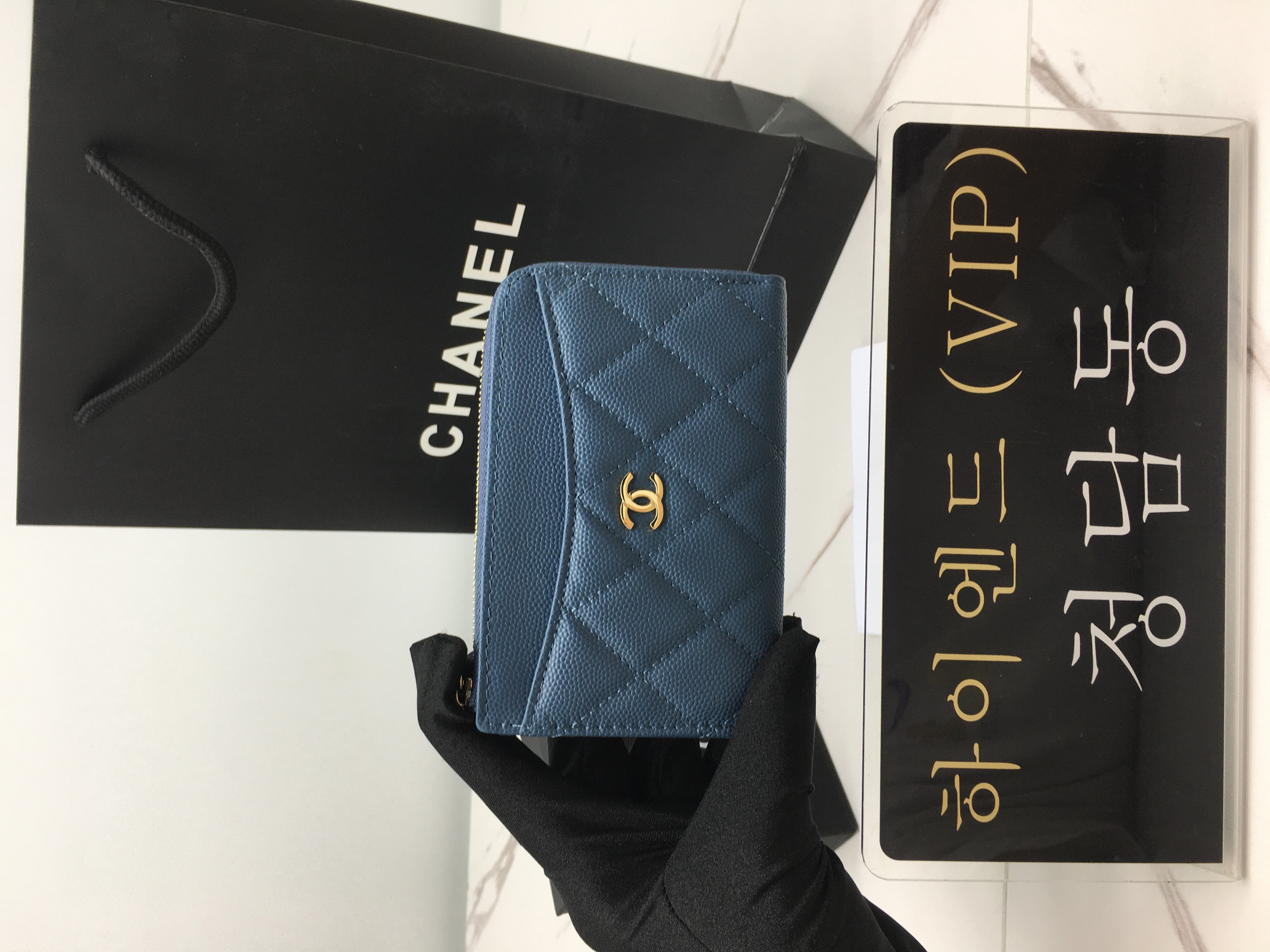 샤넬 클래식 지퍼 카드지갑 AP3179 (컬러 블루)