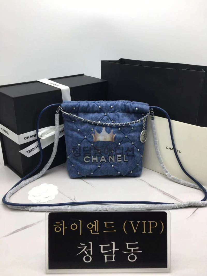 샤넬 24S 22백 미니 스터드 데님
