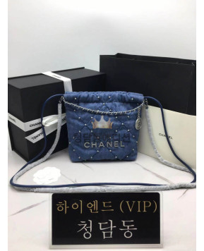 샤넬 24S 22백 미니 스터드 데님