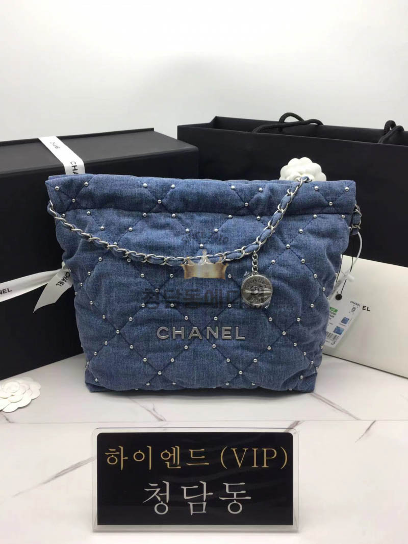 샤넬 24S 22백 스몰 스터드 데님