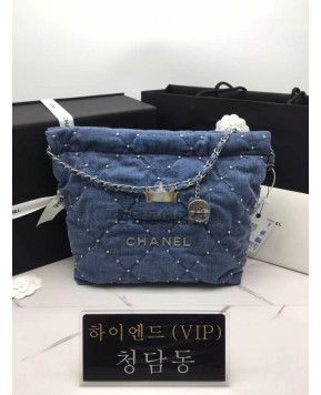 샤넬 24S 22백 스몰 스터드 데님