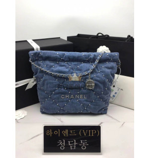 샤넬 24S 22백 스몰 스터드 데님