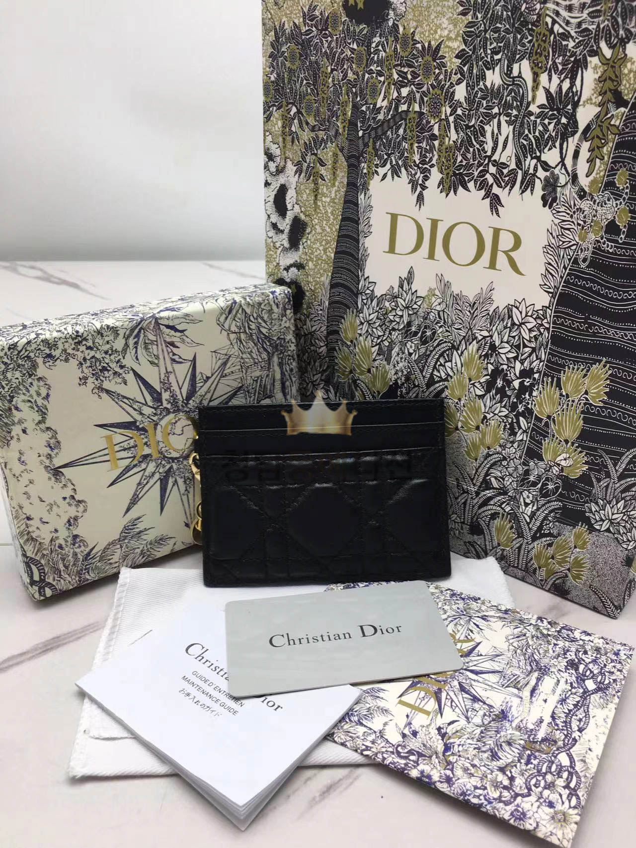 디올 레이디 디올 5-슬롯 카드홀더 (컬러 블랙)