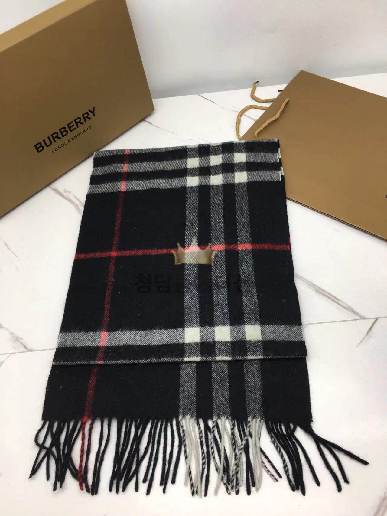 버버리 캐시미어 체크 머플러