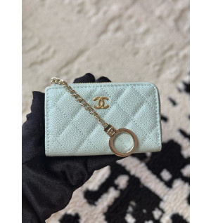 샤넬 클래식 캐비어 CC로고 키링 지퍼 카드지갑