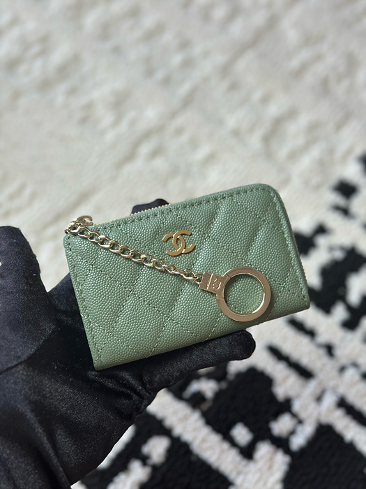 샤넬 클래식 캐비어 CC로고 키링 지퍼 카드지갑