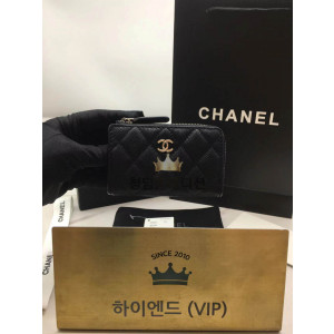샤넬 클래식 캐비어 CC로고 키링 지퍼 카드지갑 은장