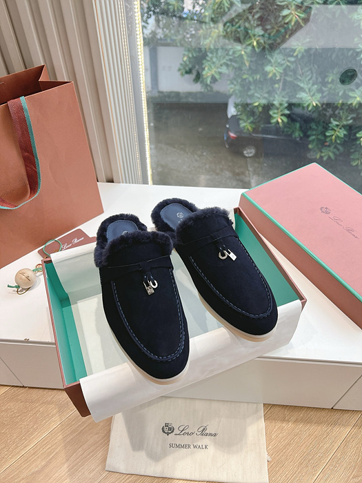 로로피아나 썸머워크 뮬 퍼 블로퍼 은장