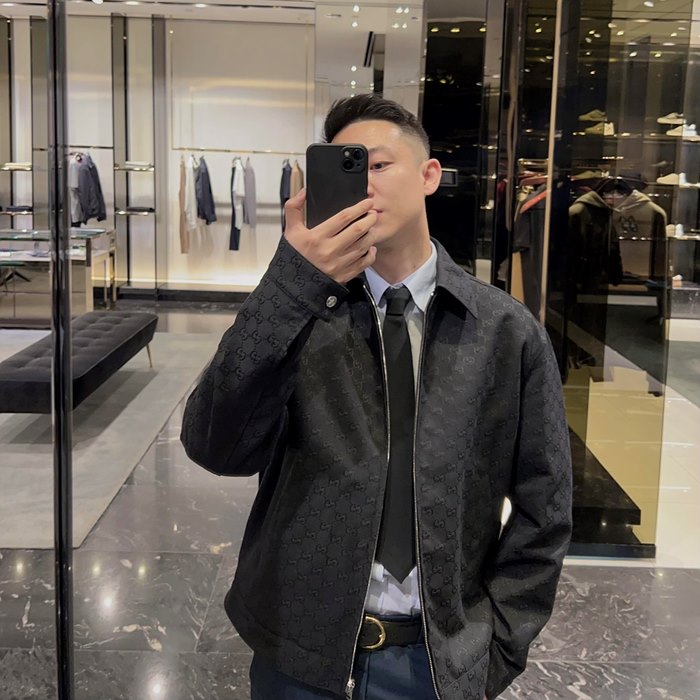 구찌 리버시블 나일론 & 자카드 캔버스 자켓 (남성용)